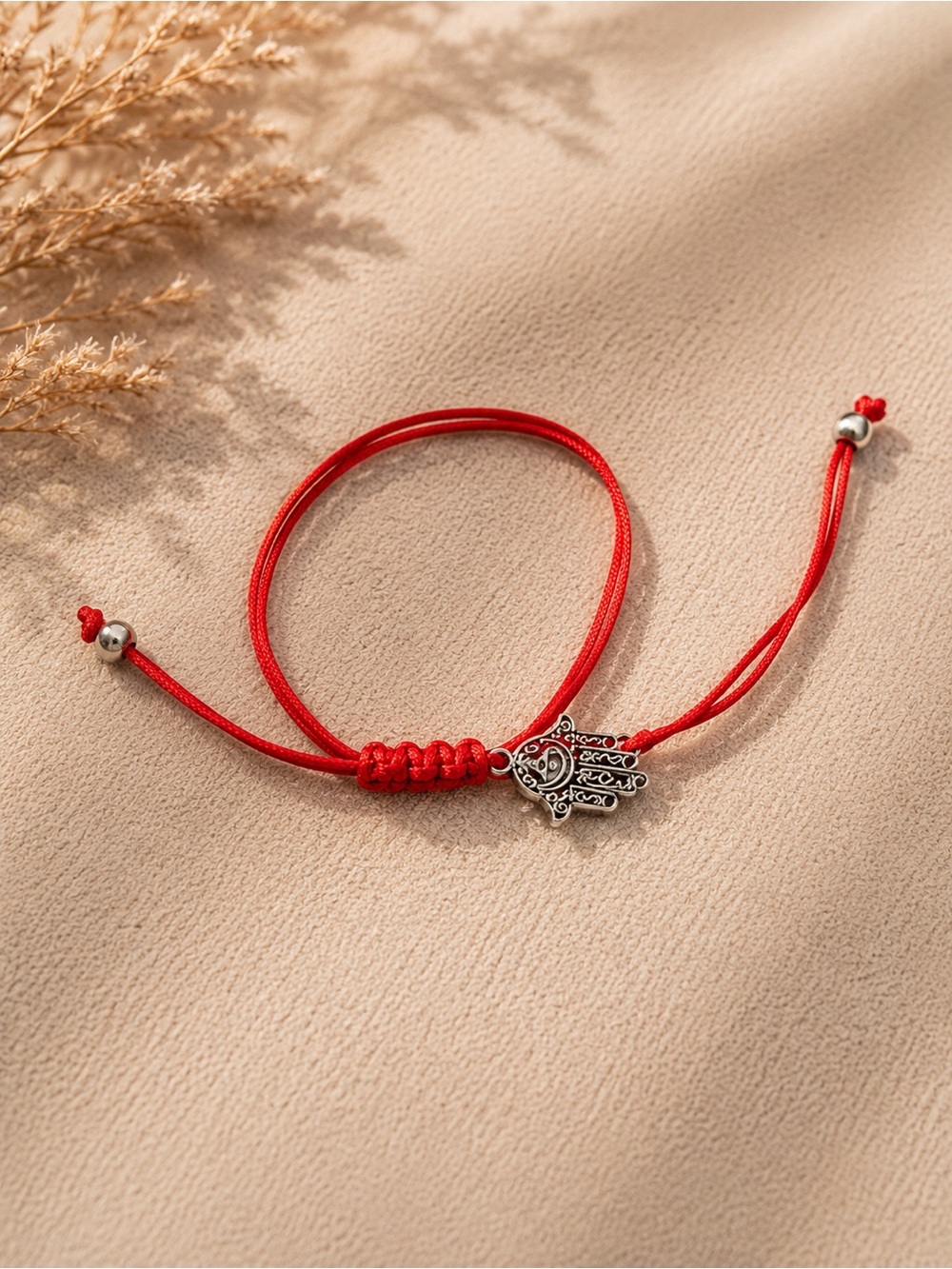 Red Hamsa Charm Adjustable Cord Bracelet - Unbranded